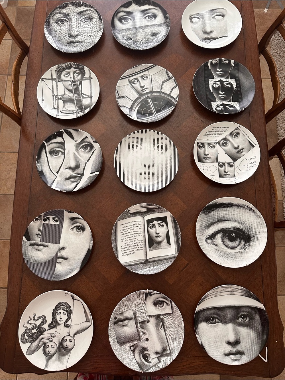 Vintage Fornasetti Milano Tema e Variazioni Collection – 16 Italian Wall Plates